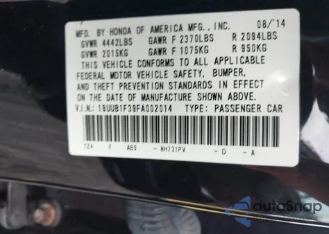 2015 Acura Tlx from USA, damaged, VIN 19UUB1F39FA002014